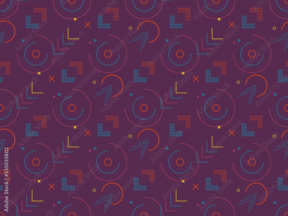 Poster bright colors of seamless pattern with circle and line.