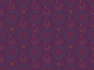 Bright colors of seamless pattern with  connection and  concentric circles.