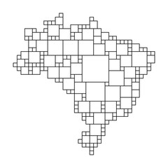 Brazil map from black pattern from a grid of squares of different sizes . Vector illustration.