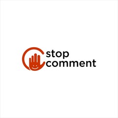 stop comment logo design with hand vector concept illustration