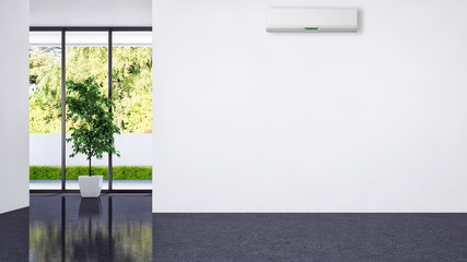 large luxury modern bright interiors with air conditioning illustration 3D rendering