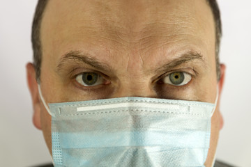 The tired look of a doctor on duty at the hospital. We will defeat this damned coronavirus!