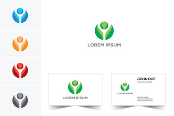 Green Eco Leaves Logo design vector template.