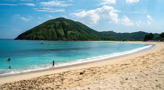 the beautiful Mawun beach on a sunny day on Lombok in Indonesia