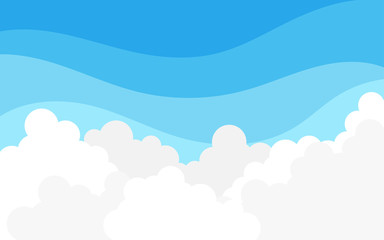 White fluffy cloud on top blue sky outdoor landscape vector background