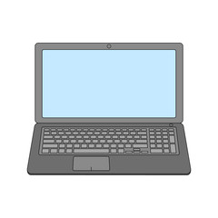 Laptop. Flat vector illustration icon. Stylish computer symbol isolated on a white background. The screen can be used as a place for text and art. Monitor as a frame. For web design, banners, etc.