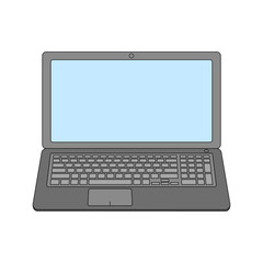 Fototapeta premium Laptop. Flat vector illustration icon. Stylish computer symbol isolated on a white background. The screen can be used as a place for text and art. Monitor as a frame. For web design, banners, etc.