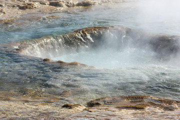 The crater of the geyser. Geothermal source in Iceland