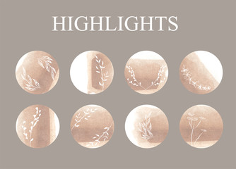 Set of instagram vector icons for your business, scrapbooking, bullet journalling, story buttons. Vector set design templates icons and emblems - social media story highlight. 