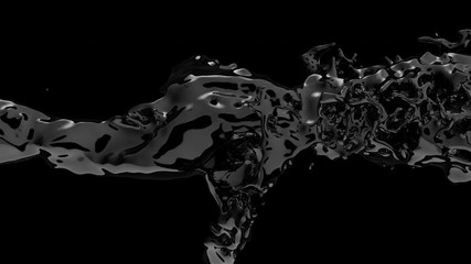 Black 3D realistic liquid floating on black background. Black oil liquid splashing on dark backdrop. 4k animation footage. - Powered by Adobe