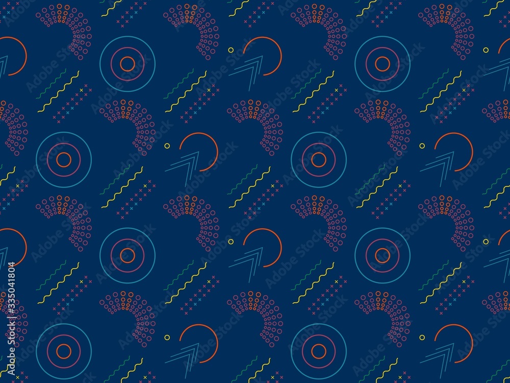 Poster bright colors of seamless pattern with angles and zigzag.