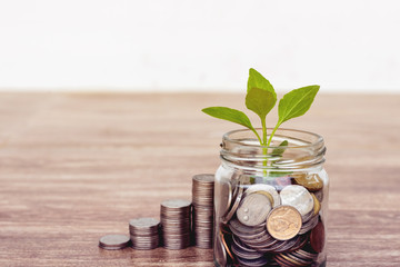 A jar of coin. saving money concept.