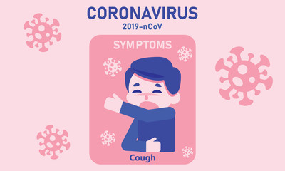 Symptoms of Coronavirus 2019-nCoV COVID-19 infographic. A man have a Cough. flat vector cartoon design.