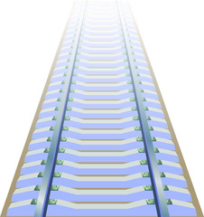 The railway stretching into the distance on a white background. Vector image.
