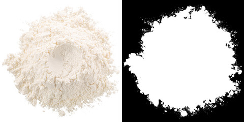 Wheat flour pile w dent atop, paths, top
