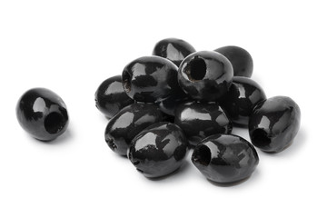 Pitted black olives as an ingredient for cooking