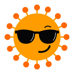 COVID EMOJI ILLUSTRATION. Smiling Face With Sunglasses Coronavirus Emoji vector illustration. Cool Emoji