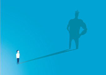 child looking  big superhero shadow.Dream concept vector © TA design