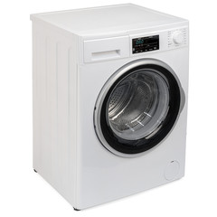 Front loading washing machine isolated on white background