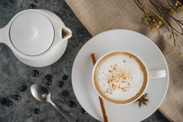 coffee and tea pot and coffee bean