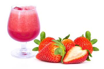 Strawberry smoothie juic  isolated on white background,
