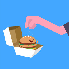 illustration cartoon cute hamburguer preparing