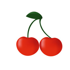Red cherries illustration isolated on white background