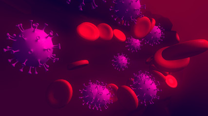 Blood Cell  and Virus or Bacteria Infection Background