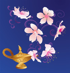 magic lamp spring creative illustration