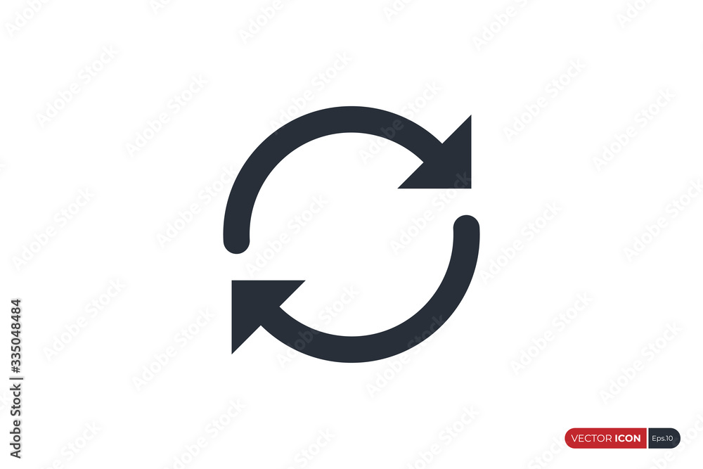 Poster circular arrow recycle icon isolated on white background. flat line vector icon design template elem