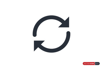 Circular Arrow Recycle Icon isolated on White Background. Flat Line Vector Icon Design Template Element.