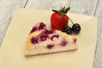 Cheesecake with cherry served strawberry