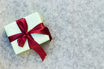 Christmas background with gift box, preparation for holidays