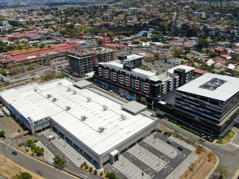 Aerial View of Escazu, Costa Rica including Wal-Mart, Escazu Village, Cedral and all of Escazyu