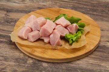Raw fresh pork meat cube