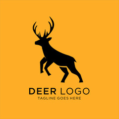 Abstract deer silhouette logo icons, with a yellow background for your company, the deer logo inspires logo design ideas
