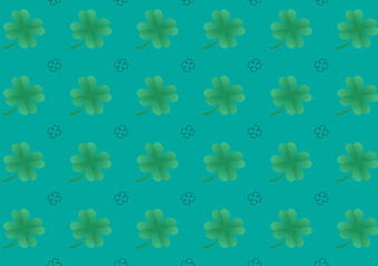 Fototapeta na wymiar This is a vector design using seamless patterns that leaves green shamrocks and the outline black color shamrocks. It can be used to websites, fabric, banners, advertisements or celebrate festivals.