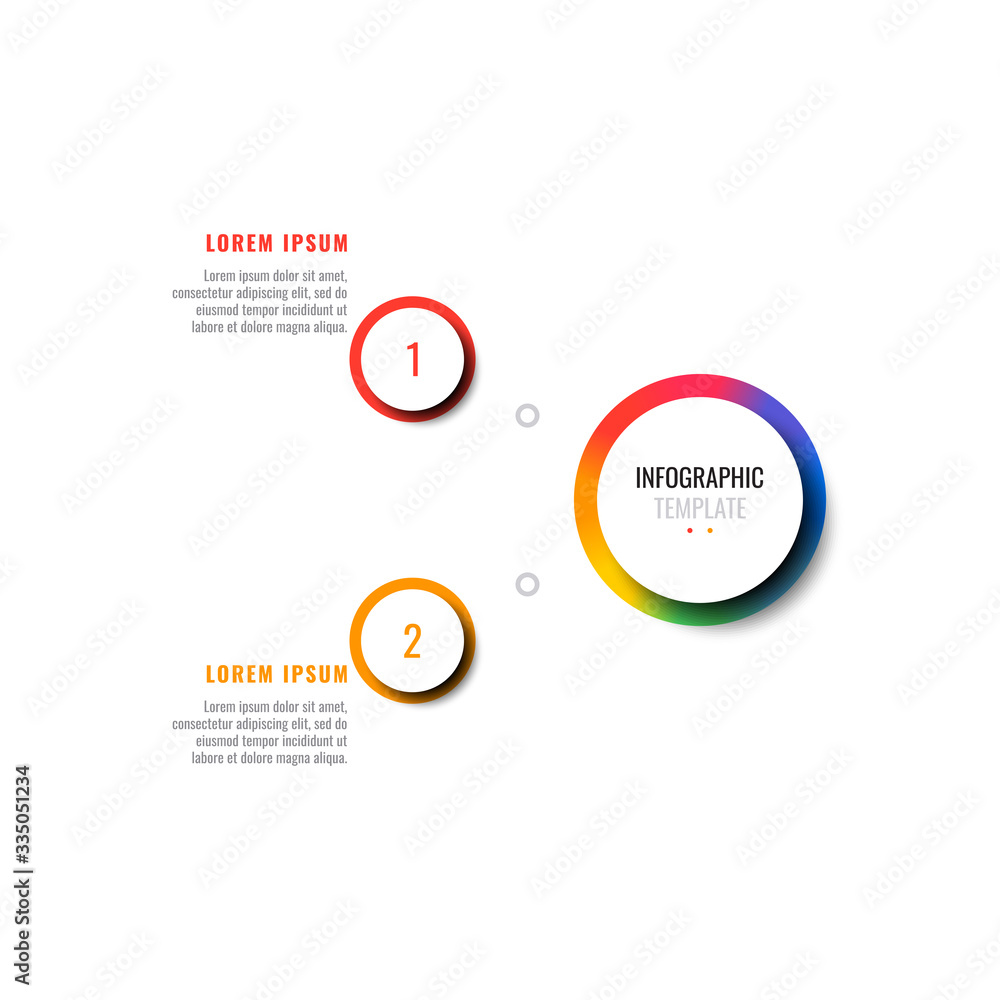 Fototapete business infographic template with two round realistic elements on a white background. modern vector