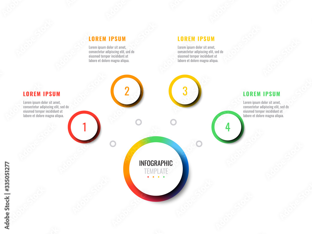 Fototapete business infographic template with four round realistic elements on a white background. modern vecto