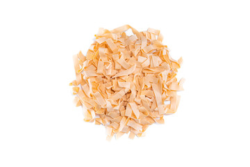 Uncooked heap dried pasta tagliatelle