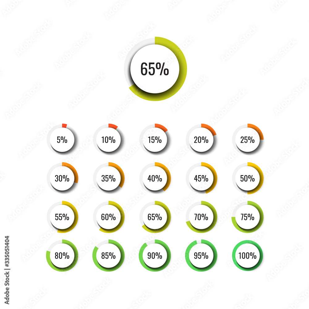 Fototapete business infographic percentage set with round realistic elements on a white background. modern vect