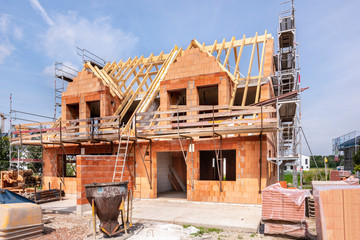 Construction site of a newly built house