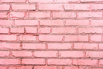 Old pink painted brick wall texture or background. High contrast and resolution image with place for text. Template for design