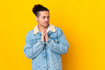 Caucasian man over isolated background scheming something