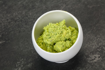Avocado guacamole sauce with chili pepper