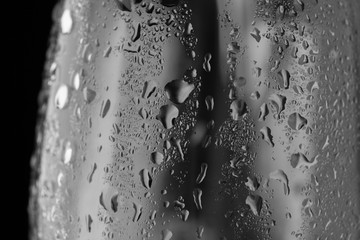 Water drops on metal surface. Abstract background