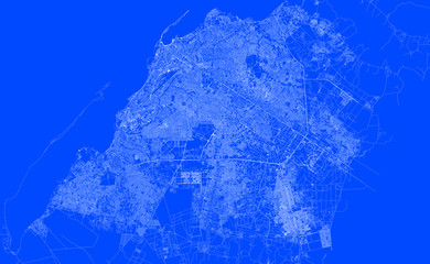 Blueprint of Luanda city, One Color Map, color change, Artprint