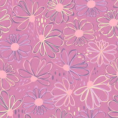 Seamless pattern with colorful pretty flowers. Floral design for beauty products, fashion prints, wallpaper, surface decoration and more