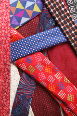 collection of neck ties close up