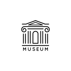 Museum logo Is in a trendy minimal linear style. Vector icon of a Bank building with columns. Simple emblem